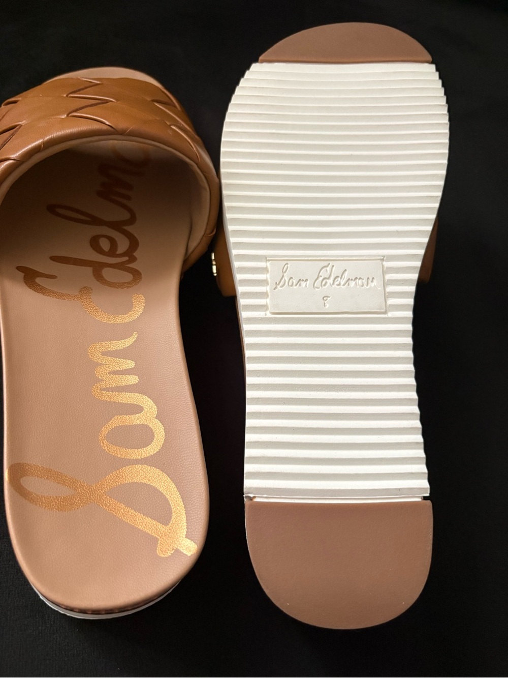 Sam Edelman Tan Woven Leather Slide Sandals - Women's - Picture 6 of 6
